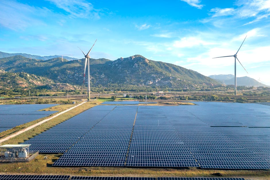 EU Ecolabel for Spas: Sustainability Certification and Requirements aerial view of wind turbines and solar panels in ninh thuan